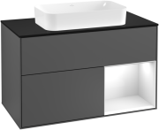 Тумба под раковину Villeroy & Boch Finion 100х50,1 см с подсветкой МДФ антрацит матовый лак/стекло черное матовое F252GFGK