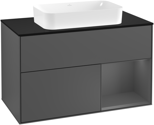 Тумба под раковину Villeroy & Boch Finion 100х50,1 см с подсветкой МДФ антрацит матовый лак/стекло черное матовое F252GKGK