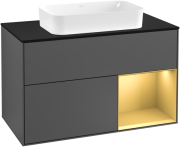 Тумба под раковину Villeroy & Boch Finion 100х50,1 см с подсветкой МДФ антрацит матовый лак/стекло черное матовое F252HFGK