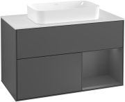 Тумба під раковину Villeroy & Boch Finion 100х50,1 см з підсвічуванням антрацит матовий лак/скло біле матове F251GKGK