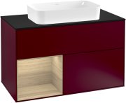 Тумба под раковину Villeroy & Boch Finion 100х50,1 см с подсветкой МДФ пион матовый лак/стекло черное матовое G242PCHB