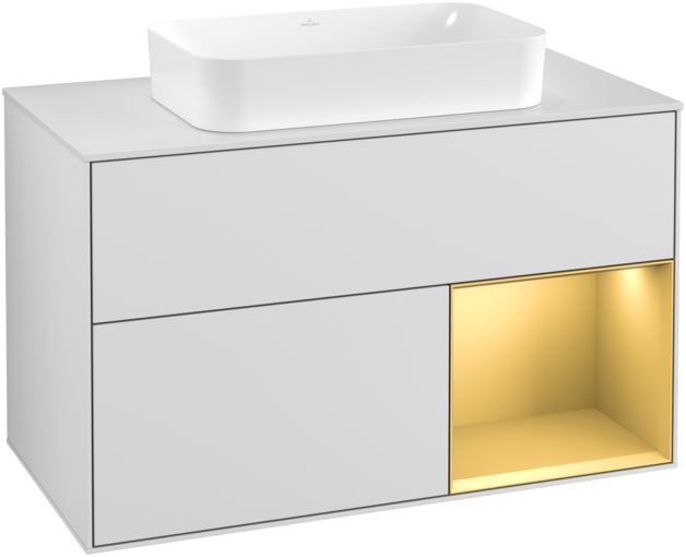 Тумба під раковину Villeroy & Boch Finion 100х50,1 см із підсвічуванням МДФ білий матовий лак/скло біле матове F251HFMT