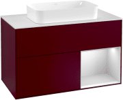 Тумба під раковину Villeroy & Boch Finion 100х50,1 см з підсвічуванням МДФ півонія матовий лак/скло біле матове F251MTHB