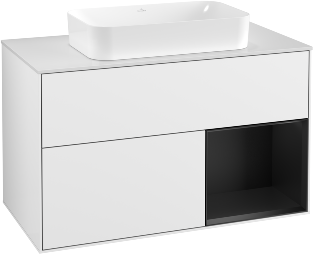 Тумба під раковину Villeroy & Boch Finion 100х50,1 см з підсвіткою МДФ білий глянцевий лак/скло біле матове F251PDGF