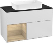 Тумба під раковину Villeroy & Boch Finion 100х50,1 см із підсвічуванням МДФ білий матовий лак/скло чорне матове G242PCMT