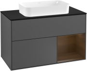 Тумба під раковину Villeroy & Boch Finion 100х50,1 см із підсвічуванням МДФ антрацит матовий лак/скло чорне матове F252GNGK