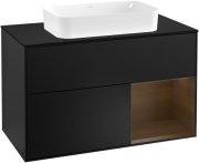 Тумба під раковину Villeroy & Boch Finion 100х50,1 см із підсвічуванням МДФ чорний матовий лак/скло чорне матове F252GNPD