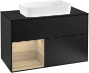 Тумба під раковину Villeroy & Boch Finion 100х50,1 см із підсвічуванням МДФ чорний матовий лак/скло чорне матове G242PCPD