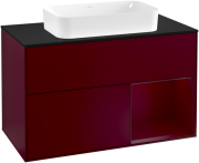 Тумба під раковину Villeroy & Boch Finion 100х50,1 см з підсвічуванням МДФ півонія матовий лак/скло чорне матове F252HBHB