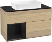 Тумба под раковину Villeroy & Boch Finion 100х50,1 см с подсветкой МДФ шпон дуба/стекло черное матовое G242PDPC