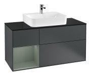 Тумба под раковину Villeroy & Boch Finion 120х50,1 см с подсветкой МДФ темно-синий матовый лак/стекло черное матовое F162GMHG