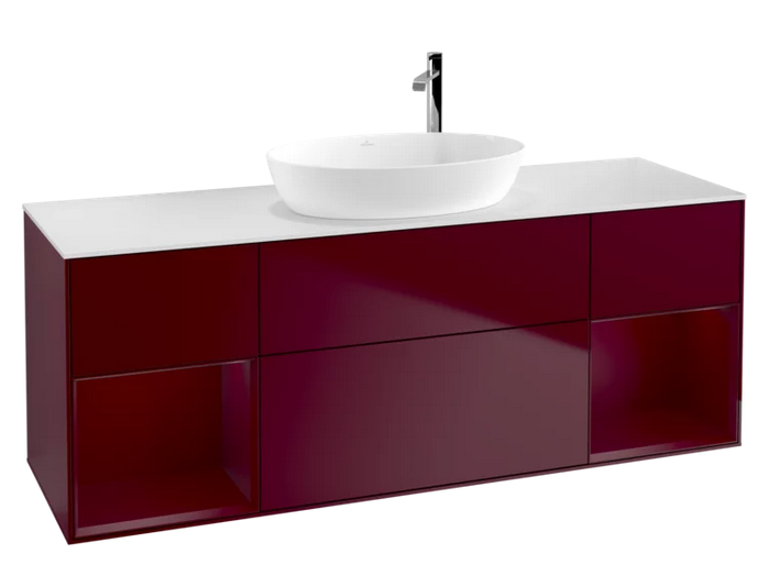 Тумба под раковину Villeroy & Boch Finion 160х50,1 см с подсветкой МДФ пион матовый лак/стекло белое матовое G981HBHB