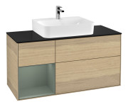 Тумба под раковину Villeroy & Boch Finion 120х50,1 см с подсветкой МДФ шпон дуба/стекло черное матовое F162GMPC