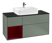 Тумба під раковину Villeroy & Boch Finion 120х50,1 см із підсвічуванням МДФ оливковий матовий лак/скло чорне матове F162HBGM