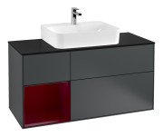 Тумба под раковину Villeroy & Boch Finion 120х50,1 см с подсветкой МДФ темно-синий матовый лак/стекло черное матовое F162HBHG