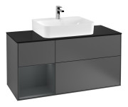 Тумба под раковину Villeroy & Boch Finion 120х50,1 см с подсветкой МДФ антрацит матовый лак/стекло черное матовое F162HGGK