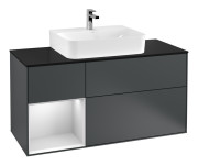 Тумба под раковину Villeroy & Boch Finion 120х50,1 см с подсветкой МДФ темно-синий матовый лак/стекло черное матовое F162MTHG