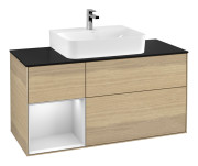 Тумба под раковину Villeroy & Boch Finion 120х50,1 см с подсветкой МДФ шпон дуба/стекло черное матовое F162MTPC