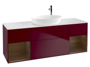 Тумба под раковину Villeroy & Boch Finion 160х50,1 см с подсветкой МДФ пион матовый лак/стекло белое матовое G981GNHB