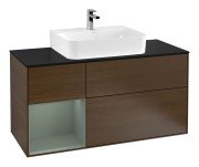 Тумба под раковину Villeroy & Boch Finion 120х50,1 см с подсветкой МДФ шпон грецкого ореха/стекло черное матовое F162GMGN