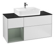 Тумба під раковину Villeroy & Boch Finion 120х50,1 см із підсвічуванням МДФ білий матовий лак/скло чорне матове F162GMMT