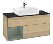 Тумба под раковину Villeroy & Boch Finion 120х50,1 см с подсветкой МДФ шпон дуба/стекло черное матовое F162GMPC