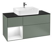Тумба под раковину Villeroy & Boch Finion 120х50,1 см с подсветкой МДФ оливковый матовый лак/стекло черное матовое F162GFGM