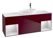 Тумба під раковину Villeroy & Boch Finion 160х50,1 см з підсвічуванням МДФ півонія матовий лак/скло біле матове G981MTHB