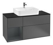 Тумба під раковину Villeroy & Boch Finion 120х50,1 см із підсвічуванням МДФ антрацит матовий лак/скло чорне матове F162HGGK