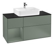 Тумба під раковину Villeroy & Boch Finion 120х50,1 см із підсвічуванням МДФ оливковий матовий лак/скло чорне матове F162GMGM
