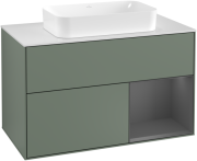 Тумба под раковину Villeroy & Boch Finion 100х50,1 см с подсветкой МДФ оливковый матовый лак/стекло белое матовое F251GKGM