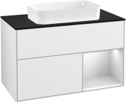 Тумба под раковину Villeroy & Boch Finion 100х50,1 см с подсветкой МДФ глянцевый белый лак/стекло черное матовое F252MTGF