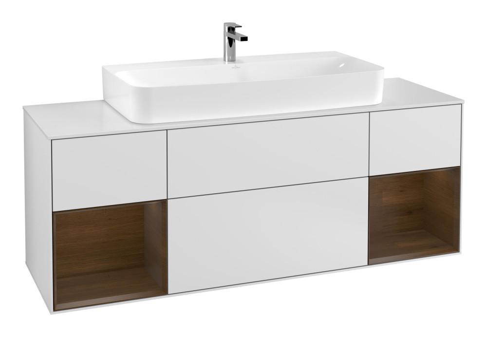 Тумба под раковину Villeroy & Boch Finion 160х50,1 см с подсветкой МДФ белый матовый лак/стекло белое матовое F211GNMT