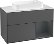 Тумба под раковину Villeroy & Boch Finion 100х50,1 см с подсветкой МДФ антрацит матовый лак/стекло белое матовое F251HGGK