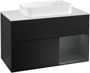 Тумба под раковину Villeroy & Boch Finion 100х50,1 см с подсветкой МДФ черный матовый лак/стекло белое матовое F251HGPD