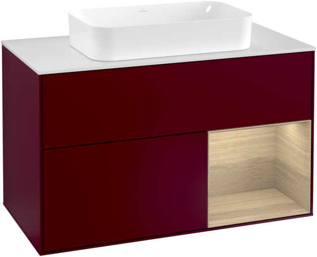 Тумба под раковину Villeroy & Boch Finion 100х50,1 см с подсветкой МДФ пион матовый лак/стекло белое матовое F251PCHB