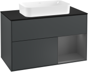 Тумба под раковину Villeroy & Boch Finion 100х50,1 см с подсветкой МДФ темно-синий матовый лак/стекло черное матовое F252GKHG