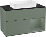 Тумба под раковину Villeroy & Boch Finion 100х50,1 см с подсветкой МДФ оливковый матовый лак/стекло черное матовое F252GMGM