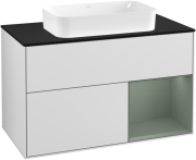 Тумба под раковину Villeroy & Boch Finion 100х50,1 см с подсветкой МДФ белый матовый лак/стекло черное матовое F252GMMT