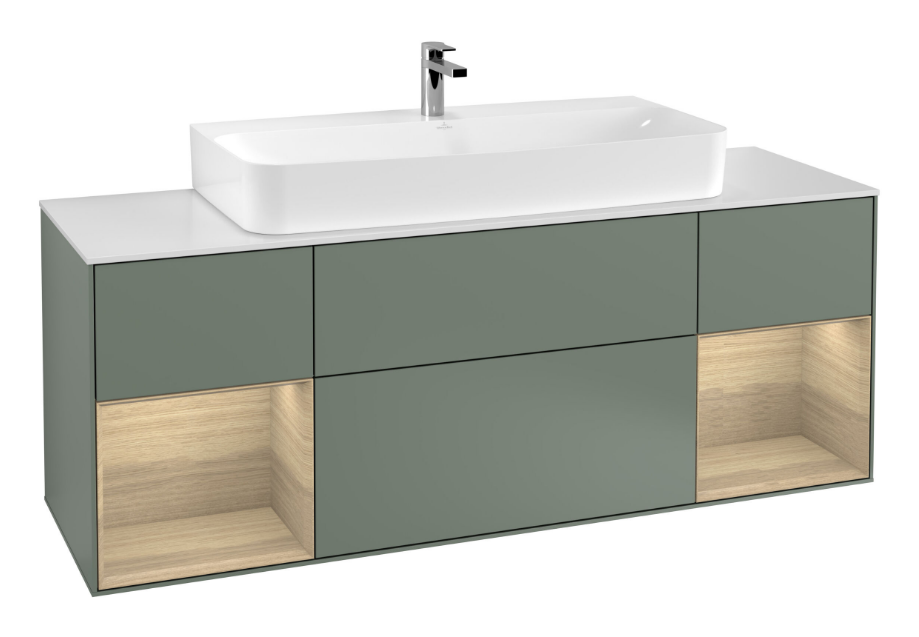 Тумба под раковину Villeroy & Boch Finion 160х50,1 см с подсветкой МДФ оливковый матовый лак/стекло белое матовое F211PCGM