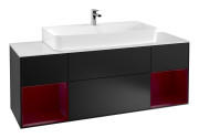 Тумба под раковину Villeroy & Boch Finion 160х50,1 см с подсветкой МДФ черный матовый лак/стекло белое матовое F211HBPD