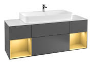 Тумба под раковину Villeroy & Boch Finion 160х50,1 см с подсветкой МДФ антрацит матовый лак/стекло белое матовое F211HFGK