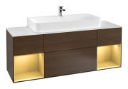 Тумба под раковину Villeroy & Boch Finion 160х50,1 см с подсветкой МДФ шпон грецкого ореха/стекло белое матовое F211HFGN