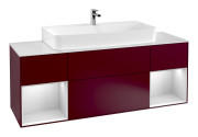 Тумба под раковину Villeroy & Boch Finion 160х50,1 см с подсветкой МДФ пион матовый лак/стекло белое матовое F211MTHB