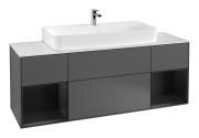 Тумба под раковину Villeroy & Boch Finion 160х50,1 см с подсветкой МДФ антрацит матовый лак/стекло белое матовое F211PDGK