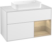 Тумба под раковину Villeroy & Boch Finion 100х50,1 см с подсветкой МДФ глянцевый белый лак/стекло белое матовое F251PCGF