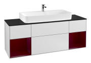 Тумба под раковину Villeroy & Boch Finion 160х50,1 см с подсветкой МДФ белый матовый лак/стекло черное матовое F212HBMT