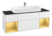 Тумба под раковину Villeroy & Boch Finion 160х50,1 см с подсветкой МДФ глянцевый белый лак/стекло черное матовое F212HFGF