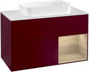 Тумба під раковину Villeroy & Boch Finion 100х50,1 см з підсвічуванням МДФ півонія матовий лак/скло біле матове F251PCHB