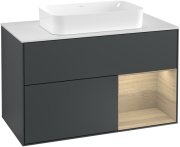 Тумба под раковину Villeroy & Boch Finion 100х50,1 см с подсветкой МДФ темно-синий матовый лак/стекло белое матовое F251PCHG